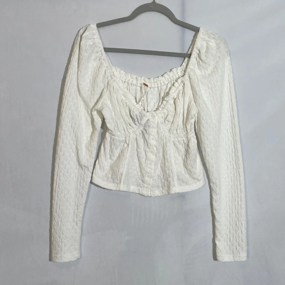 NWT Free People Ladybug Long Sleeve Top in White Size M